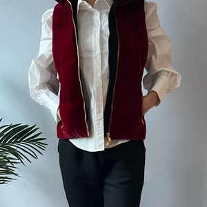 Lauren Ralph Lauren Velvet Down Red Vest Size XS
